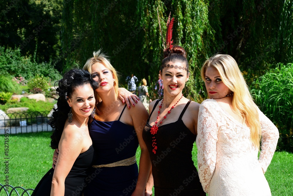 Girls in bernardinu garden in Vilnius town on August 23, 2015