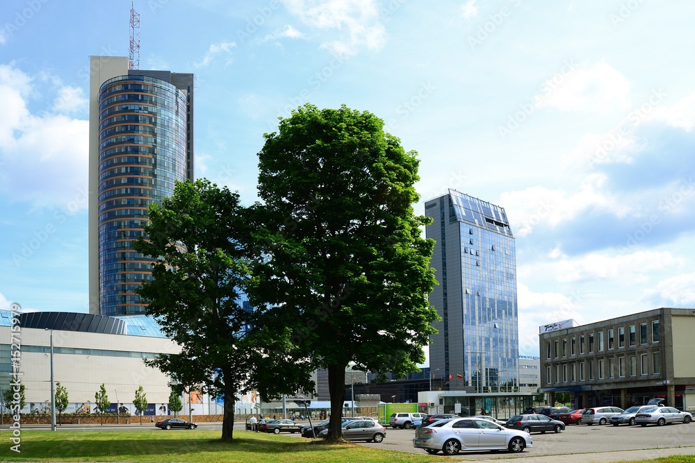 Vilnius city centre with skyscrapers view on July 09, 2015