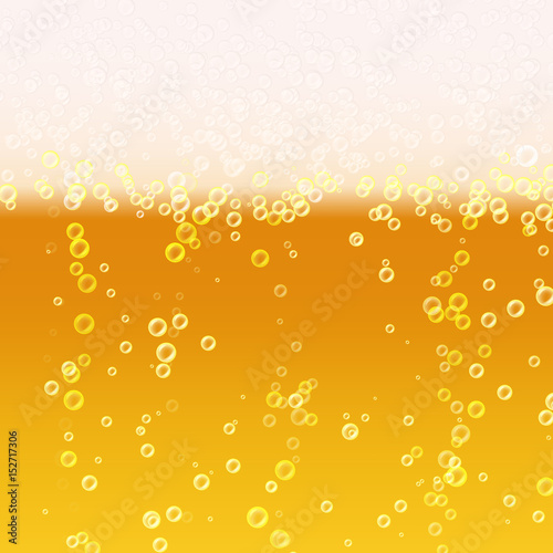 Beer Foam Background. Realistic Beer Texture. Light Bright, Bubble And Liquid. Vector Illustration