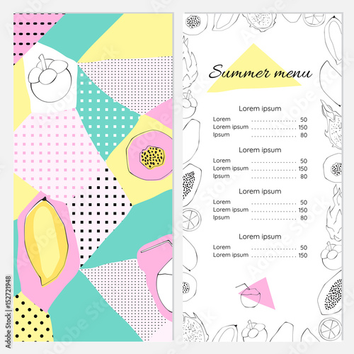 Template seasonal menu of the restaurant or cafe