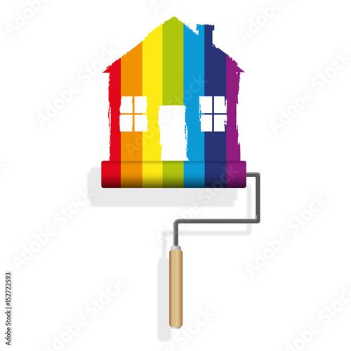 maison - décoration - peinture - déco - bricolage - arc en ciel - rouleau de peinture