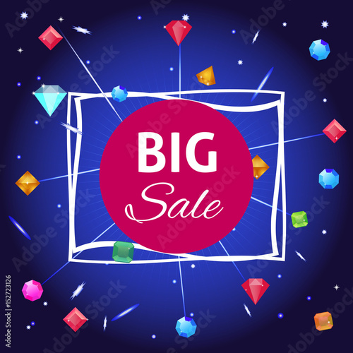 Big sale banner with diamond