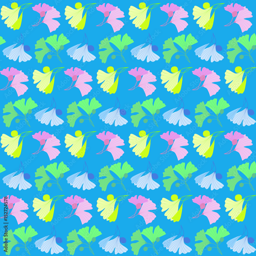 Pattern with flowers on blue