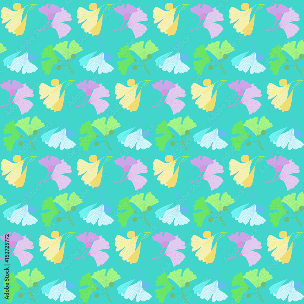 Seamless pattern with flowers on green