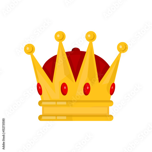 Gold king crown Vector flat cartoon illustration icon. Isolated on white backgound
