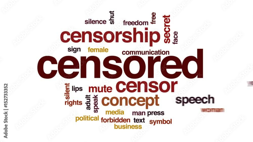 Censored animated word cloud, text design animation.