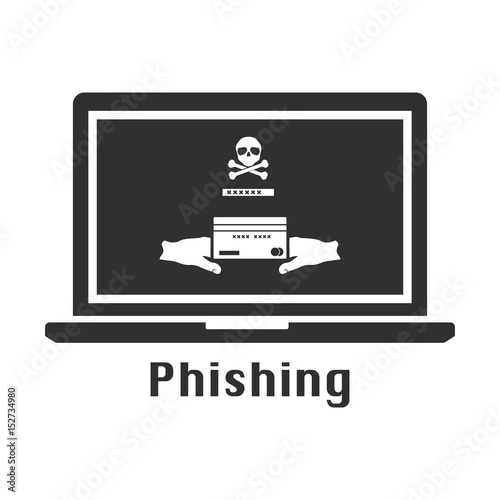 Phishing black icon. Vector illustration cyber crime security concept.