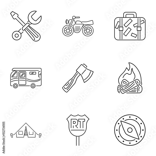 Encampment icons set, outline style