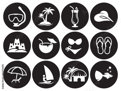 Summer beach icon set