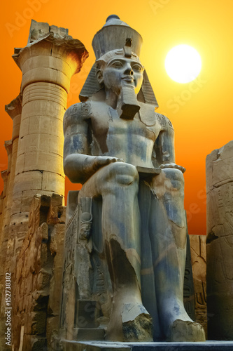Картината върху платно Statue of Ramesses II at sunset. Luxor Temple, Egypt