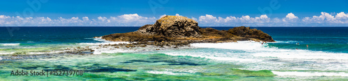 Indian Ocean, panoramic view of the rocky island, Indonesia