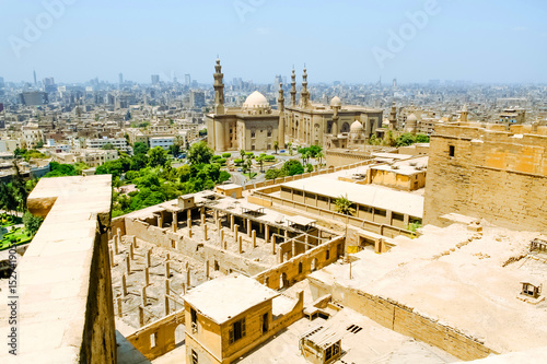 View of The Mosque-Madrassa of Sultan Hassan located near the Saladin Citadel in Cairo, Egypt