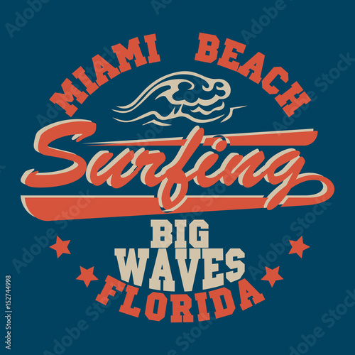 Florida surf typography, t-shirt graphics,  Stock Vector Illustration, T-Shirt Design. Print Design.