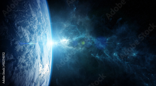 Obraz Planeta Ziemia w kosmosie Elementy renderowania 3D tego obrazu dostarczone przez NASA