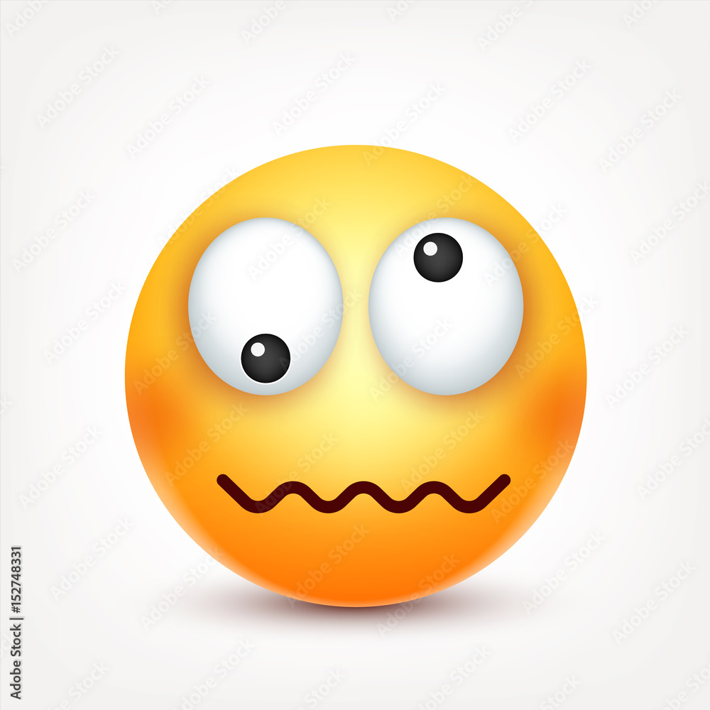 Smiley,crazy emoticon. Yellow face with emotions. Facial expression. 3d realistic emoji. Funny cartoon character.Mood. Web icon. Vector illustration. Smiley,crazy emoticon. Yellow face with emotions. Facial expression. 3d realistic emoji. Funny cartoon character.Mood. Web icon. Vector illustration.