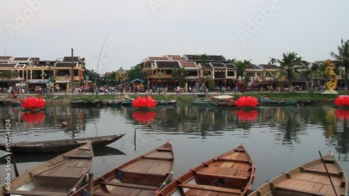 Boating on a river in an old town of China
