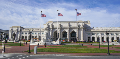 Washington Union Station on a sunny day - WASHINGTON DC - COLUMBIA - APRIL 7, 2017 photo