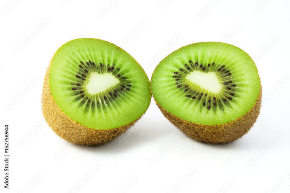 Fresh Whole kiwi fruit, sliced half, fresh pieces kiwi fruit isolated on white background Fresh Whole kiwi fruit, sliced half, fresh pieces kiwi fruit isolated on white background