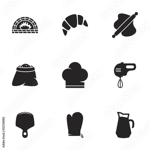 Icons for theme Bakery. White background photo