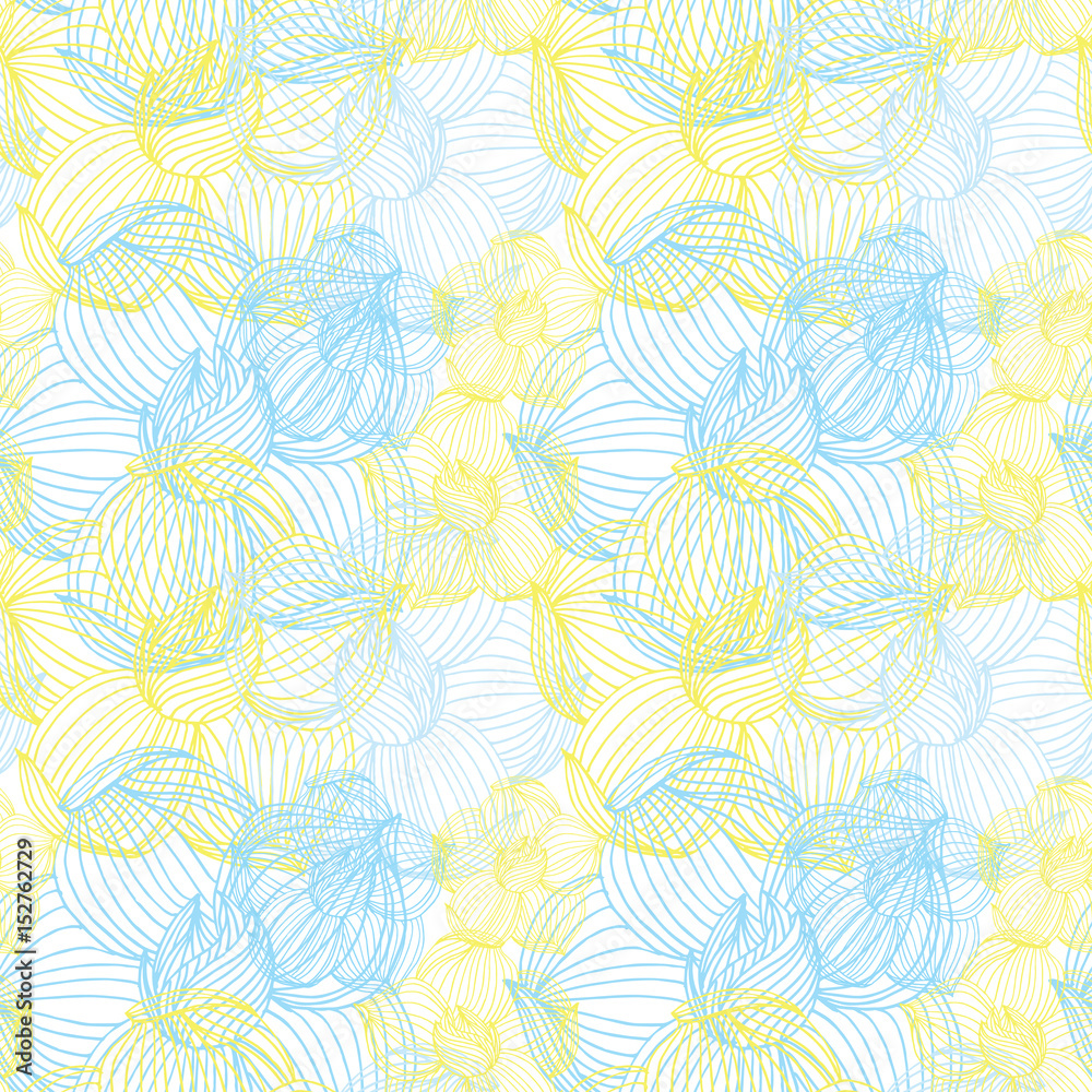 Colored hand drawn roses in vector. Seamless flowers pattern