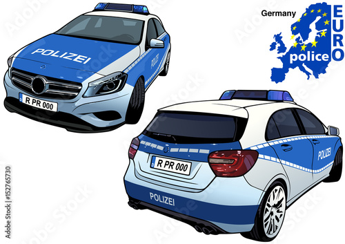 Germany Police Car - Colored Illustration from Series Europol, Vector
