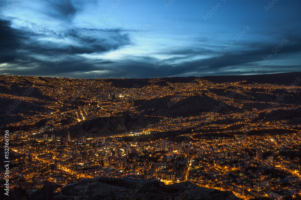 La Paz in the evening, Bolivia