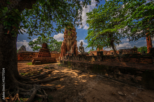 Wat Mahathat Temple in Ayutthaya Historical Park, a UNESCO world heritage site, Thailand photo