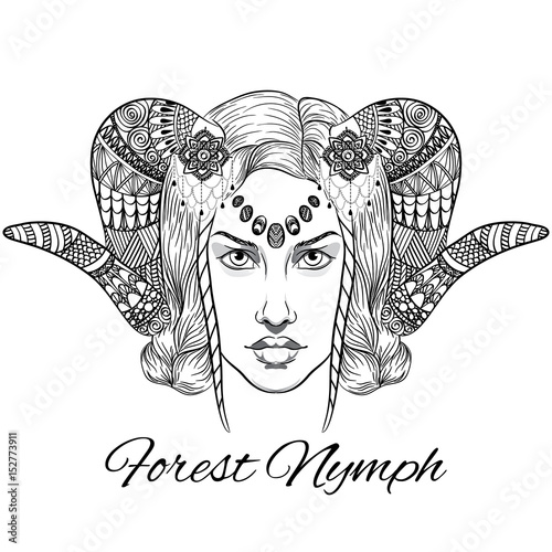 Vector forest nymph. Portrait anti stress.