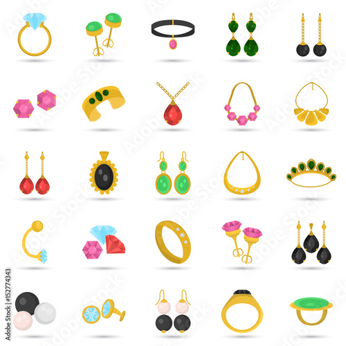 Set of jewelry color icons for web and mobile design