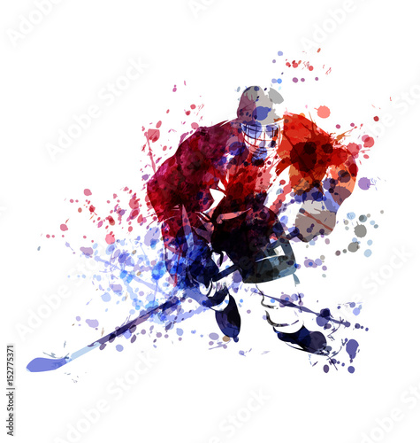 Vector colorful illustration of hockey player photo