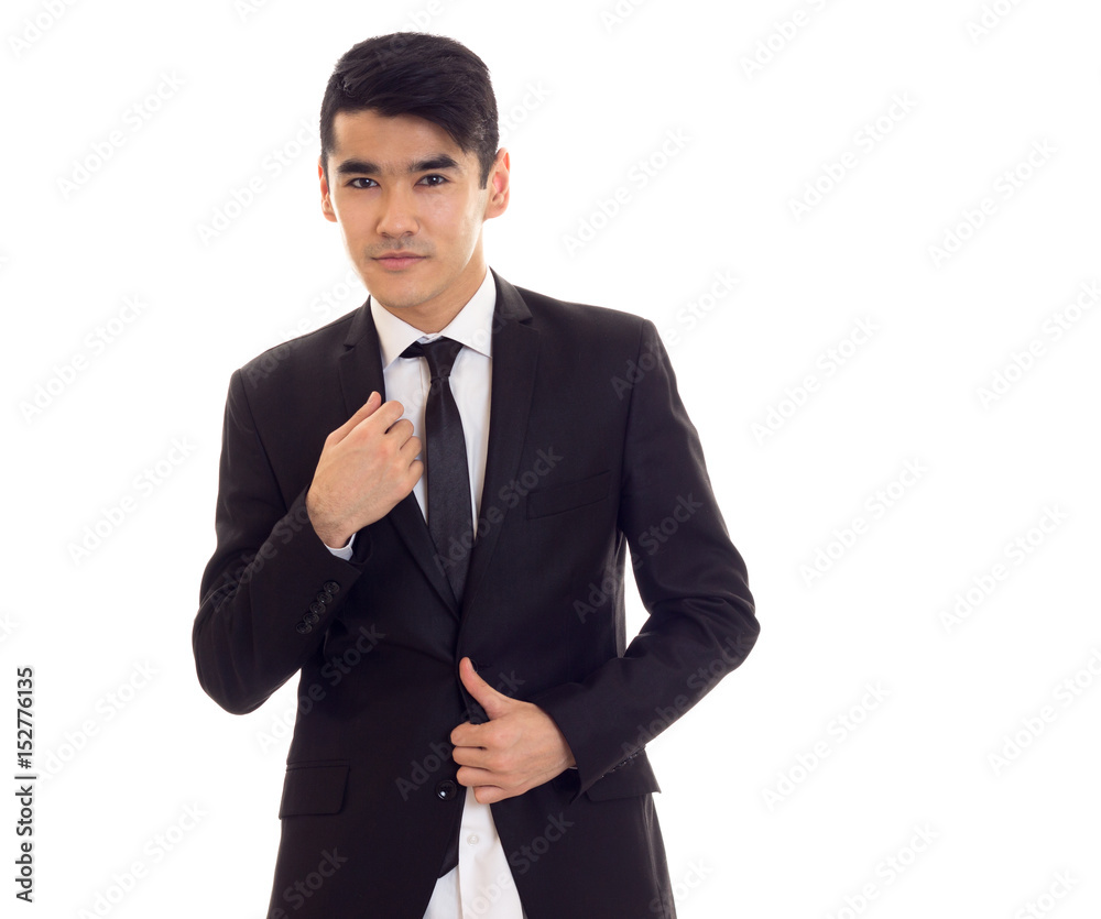 Young man in black tuxedo