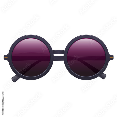 Realistic fashionable women round sunglasses with plastic rims. On white background. Vector isolated illustration.