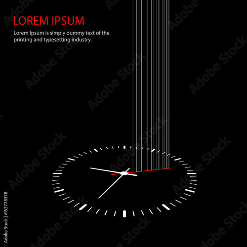 Wall clock over black background and threads on second hand