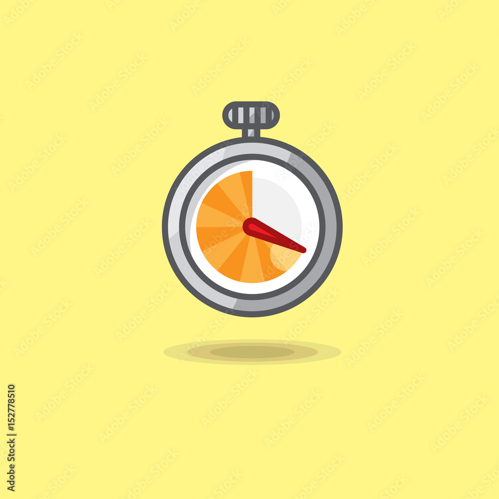 Stopwatch isolated vector illustration on yellow background Stopwatch isolated vector illustration on yellow background