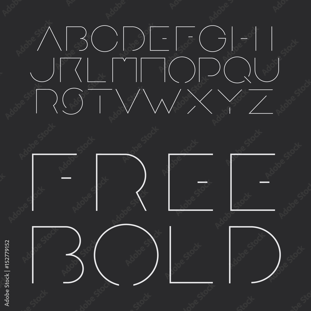 Modern Black and White Bold Font Set Design - Line Art Style Stock