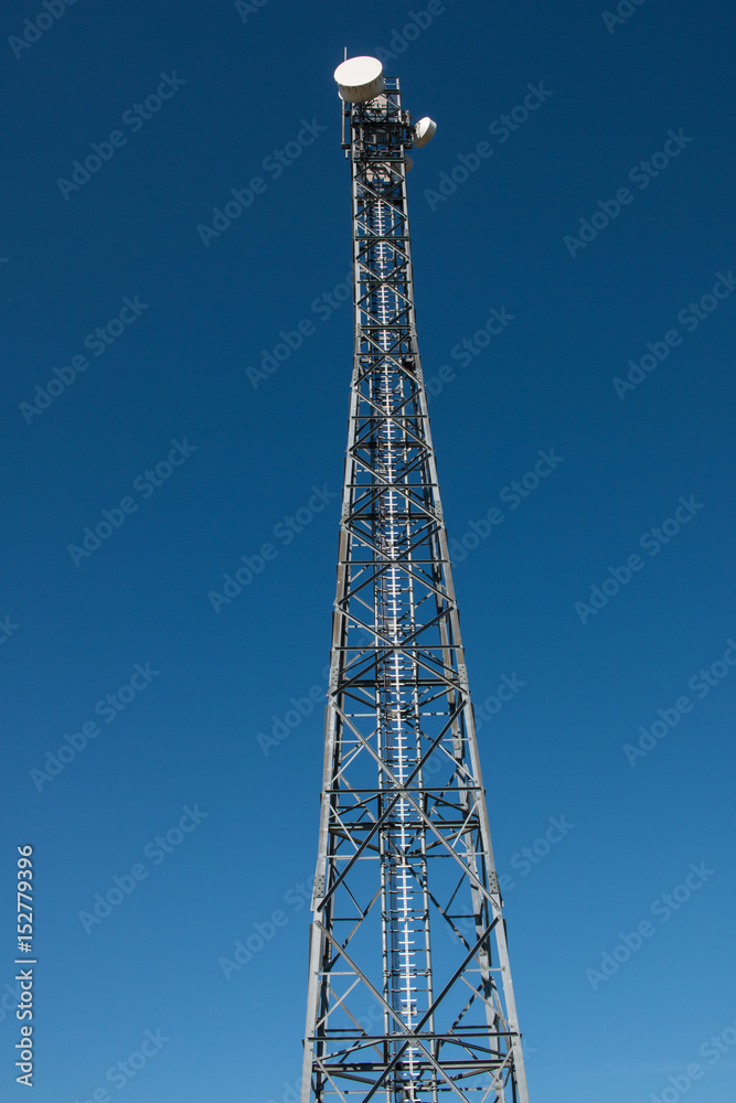 Radio tower in frog view with text space Radio tower in frog view with text space