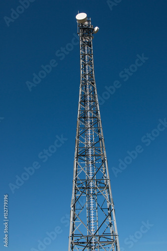 Radio tower in frog view with text space