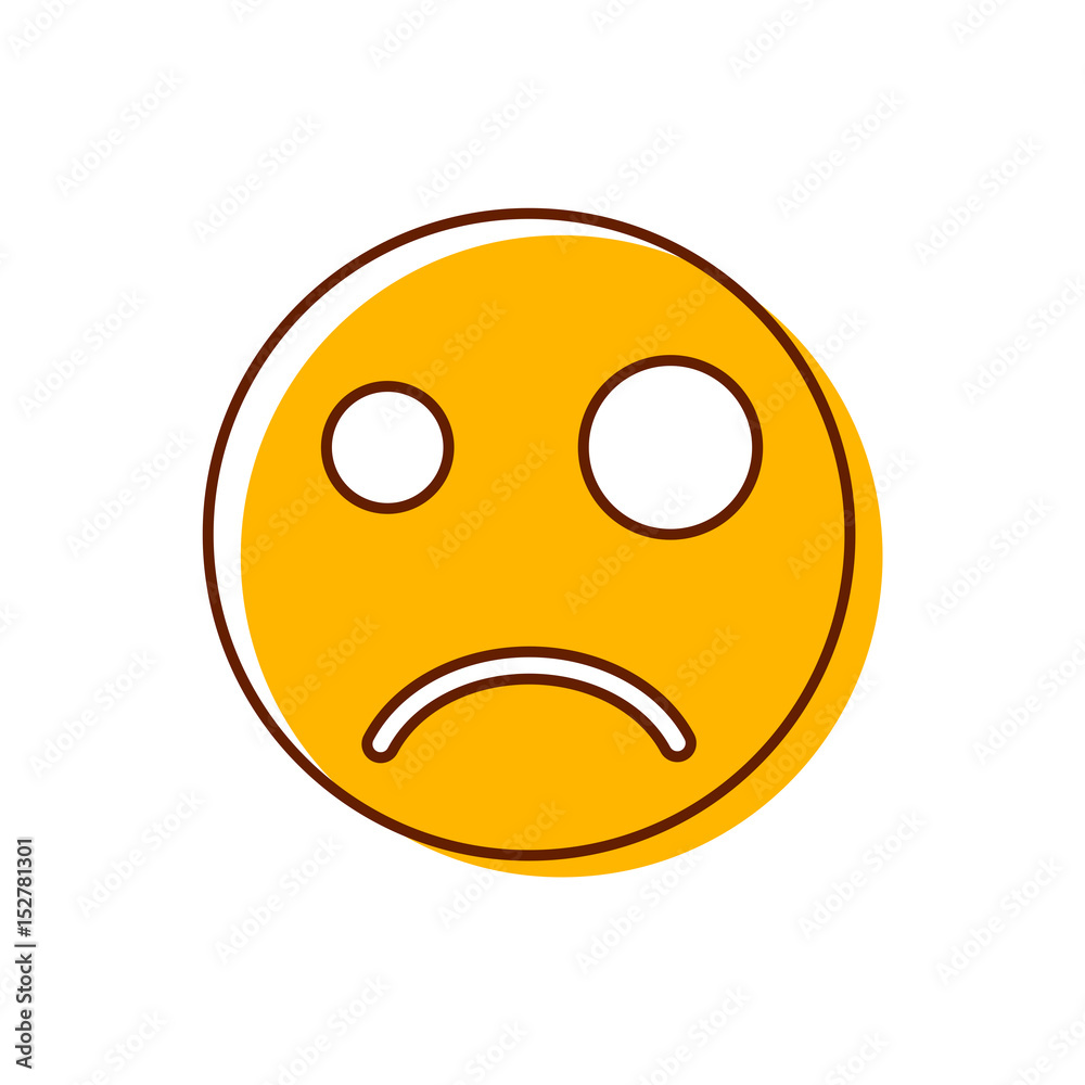 Fototapeta premium Crazy Sad emoticon. Editable vector smiley