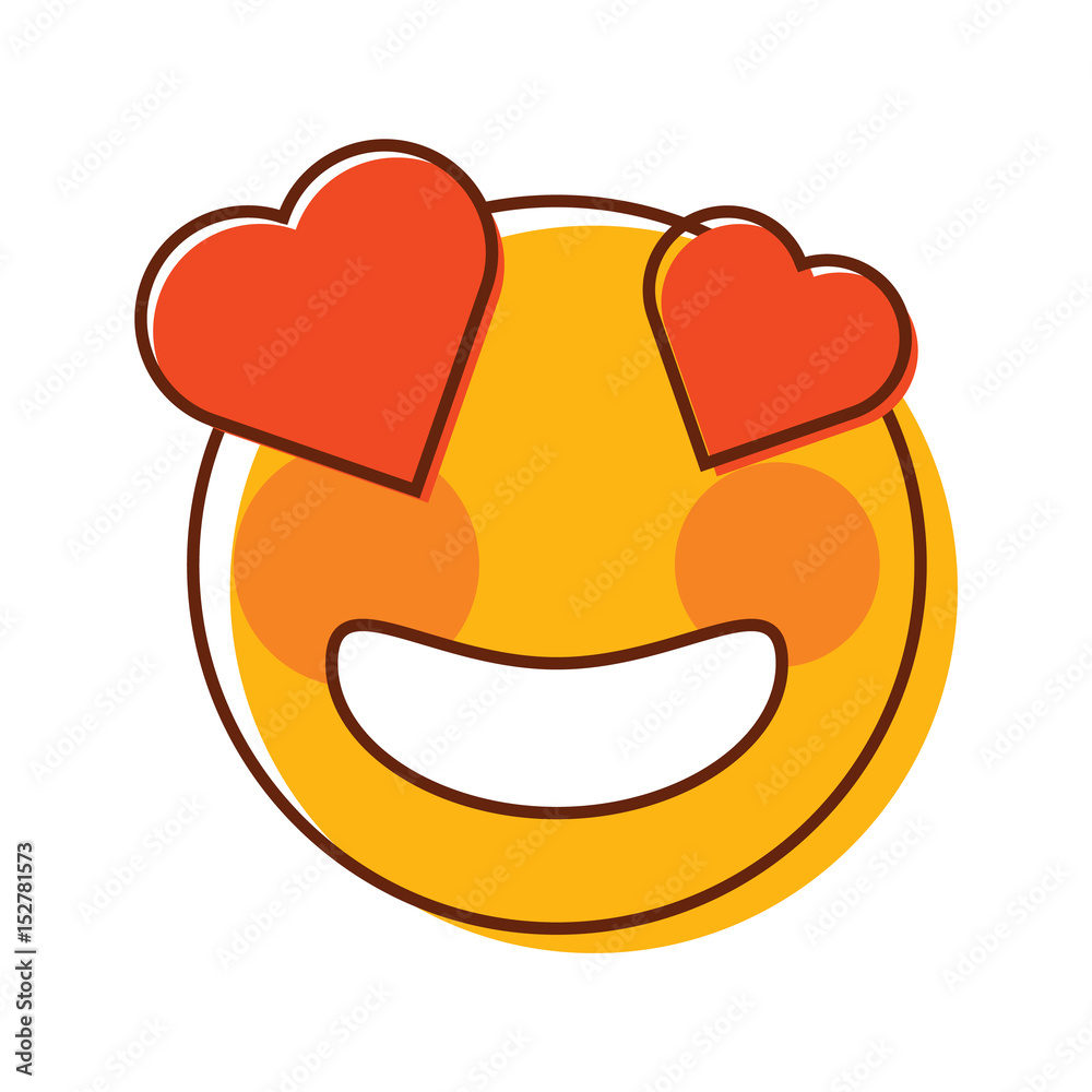 Crazy emoticon in love. Cute smiley vector. Editable emoji Stock ...