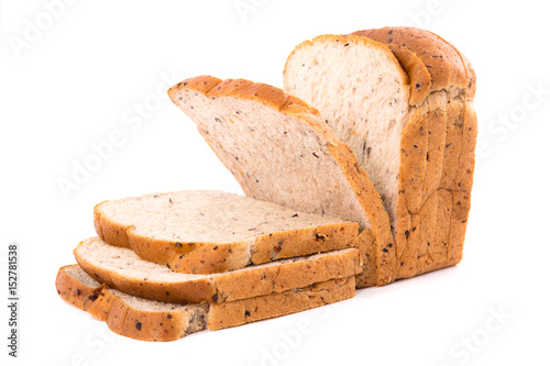 whole wheat bread, isolated on white background