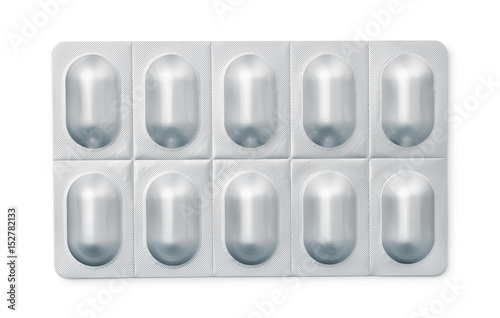 Tablou canvas Top view of pills in blister pack