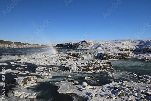 Urriðafoss in winter, Selfoss, Southern Region, Iceland photo