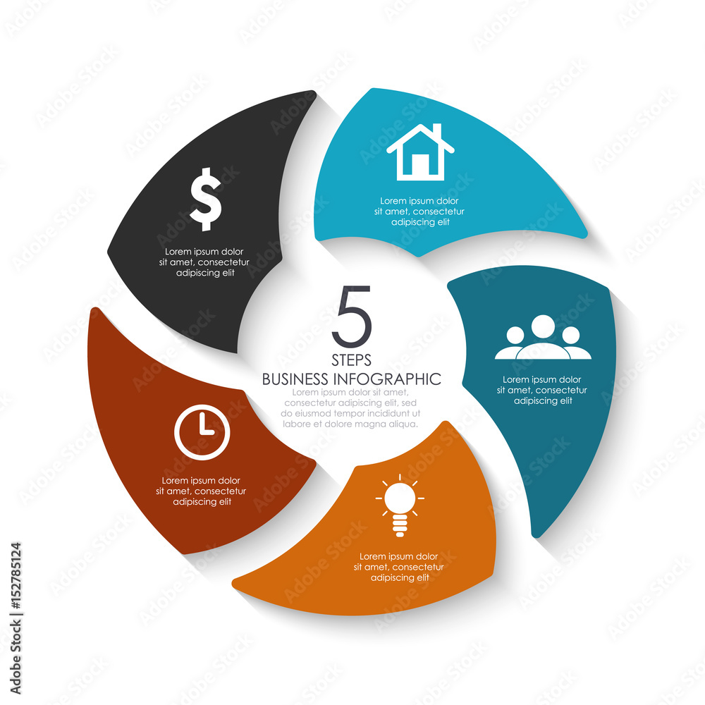Vector round infographics. Template for circle diagram, graph, presentation, web design and chart. Business concept with 5 steps Vector round infographics. Template for circle diagram, graph, presentation, web design and chart. Business concept with 5 steps