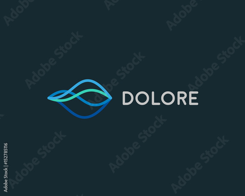 Abstract linear logotype. Wave flow logo symbol. Motion stream water aqua vector icon photo