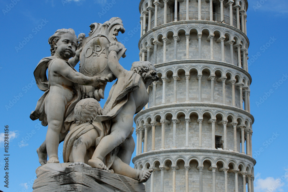 Leaning tower of Pisa and famous monumet in PIsa -  Italy