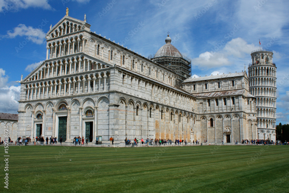 Pisa cathedral on a bright sunny day in Pisa, Italy