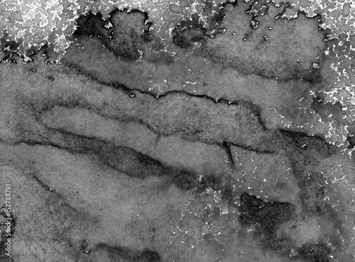 Very hight resolution. Geometric graffiti abstract background. Wallpaper with airbrush effect. Black acrylic paint stroke texture on white paper. Scattered mud art. Macro image. Hand made grunge.