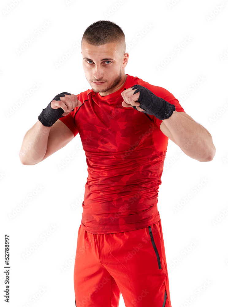 Kickbox fighter in guard stance