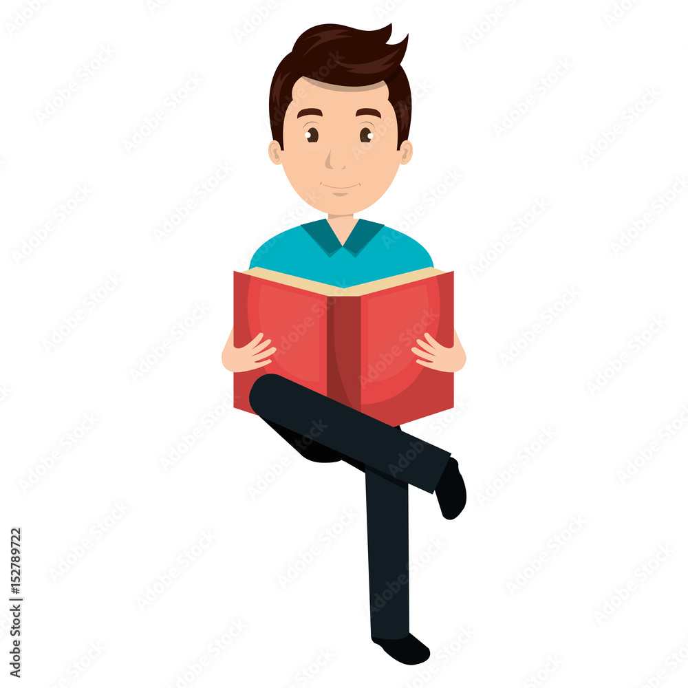 man reading textbook character vector illustration design man reading textbook character vector illustration design