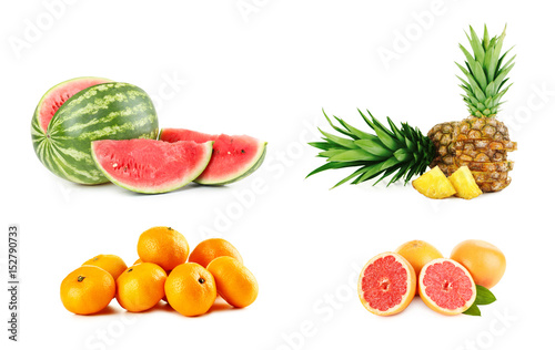 Fototapeta Naklejka Na Ścianę i Meble -  Collage of different fruits on white background